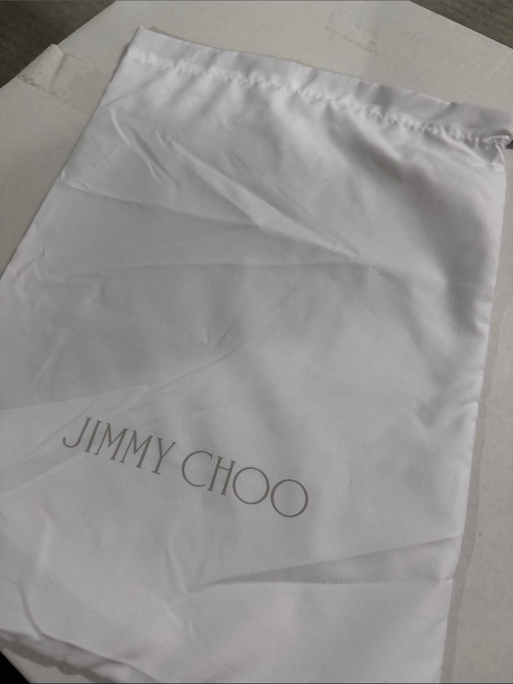Jimmy Choo White Logo Drawstring Bag